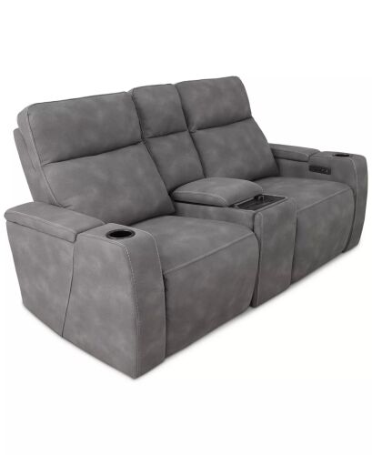 MACYS GREYMEL FABRIC POWER RECLINING LOVESEAT W/WIRELESS CHARGER