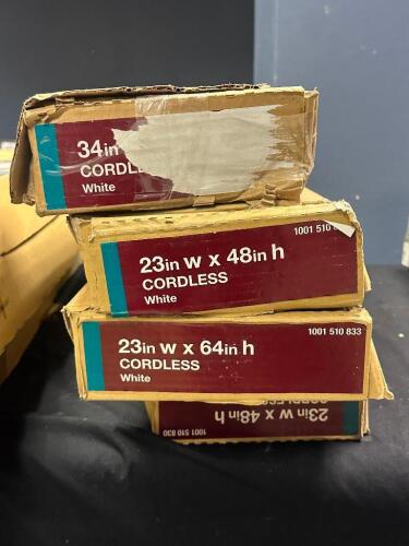 (4) BOXES OF 23" X84" CORDLESS WHITE BLINDS