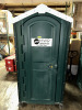 STANDARD PORTABLE RESTROOM / PORTA-POTTY WITH DURABLE MOLDED PLASTIC CONSTRUCTION DESIGNED FOR JOB SITES AND EVENTS. FEATURES INCLUDE VENTED ROOF, SECURE LOCKING DOOR, AND COMPACT FOOTPRINT FOR EASY PLACEMENT AND TRANSPORT. UNIT SHOWS NORMAL COSMETIC WEAR - 4