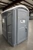 HANDICAP ACCESSIBLE PORTABLE RESTROOM / PORTA-POTTY WITH HEAVY-DUTY MOLDED PLASTIC CONSTRUCTION DESIGNED FOR DURABILITY AND EASY TRANSPORT. EXTRA-WIDE DOOR AND SPACIOUS INTERIOR PROVIDE WHEELCHAIR ACCESSIBILITY, FEATURING NON-SLIP FLOOR, INTERIOR HANDRAIL