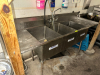 8' THREE WELL STAINLESS POT SINK W/ LEFT AND RIGHT DRY BOARDS.