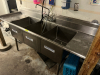 8' THREE WELL STAINLESS POT SINK W/ LEFT AND RIGHT DRY BOARDS. - 3
