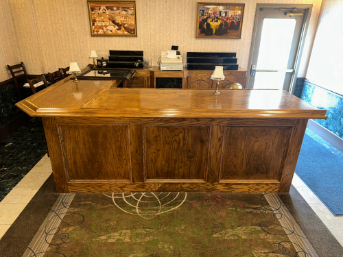 10' X 40" X 9' U SHAPED HARDWOOD BAR W/ BACK BAR.