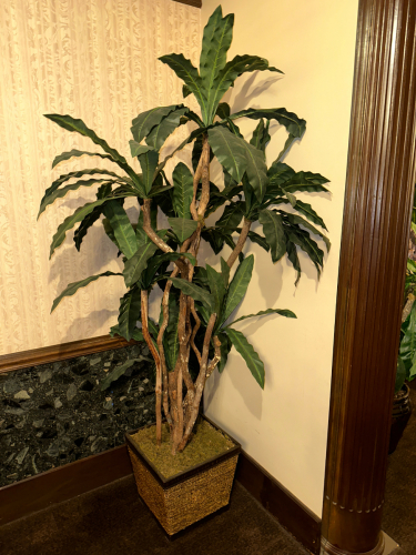 LARGE FAUX POTTED PLANT W/ PLANTER.