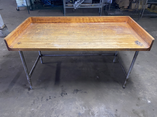 60" X 30" BUTCHER BLOCK PASTRY TABLE W/ SIDE AND BACK SPLASH