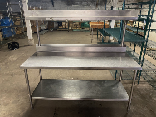 72" X 30" STAINLESS TABLE W/ RISER SHELF