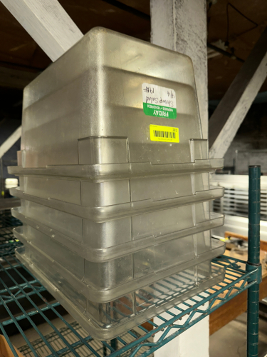 (5) 3 GALLON PLASTIC CONTAINERS. NO LIDS.