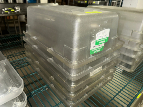 (5) 5 GALLON PLASTIC CONTAINERS. NO LIDS.