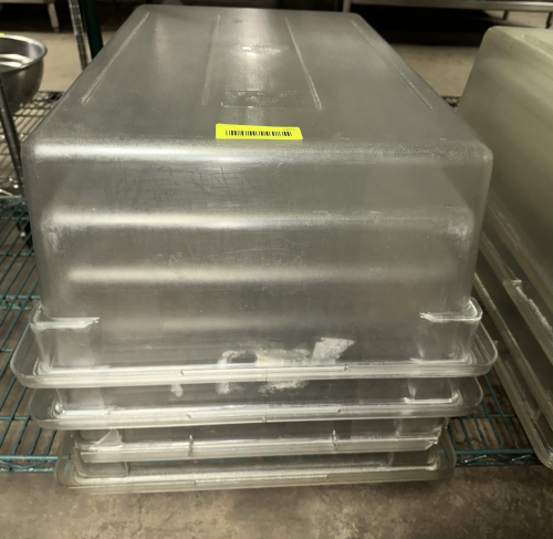 (4) 8 GALLON PLASTIC CONTAINERS. NO LIDS.