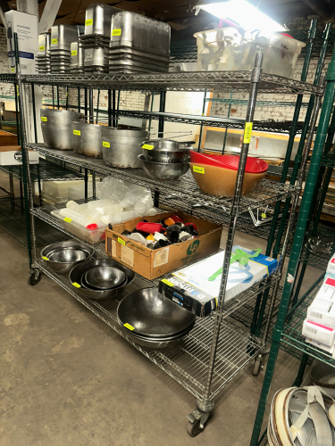 72" X 20" FOUR TIER WIRE SHELF ON CASTERS