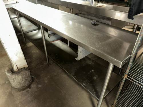 8' X 24" ALL STAINLESS TABLE W/ UNDER SHELF
