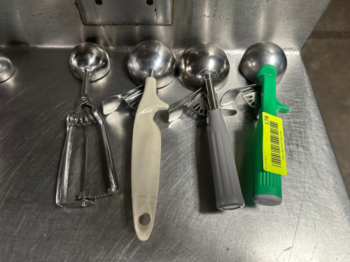(4) ASSORTED STAINLESS SCOOPS