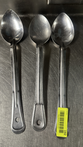 (3) STAINLESS SERVING SPOONS.