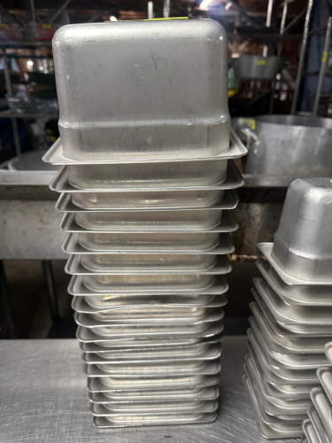 (12) 1/9TH SIZE STAINLESS INSERTS 4" DEEP.