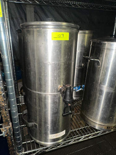 (2) STAINLESS ICE TEA DECANTERS.