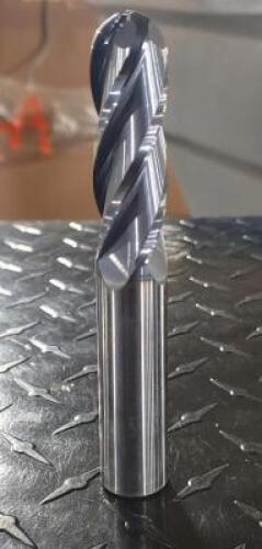 DESCRIPTION: (1) SOLID CARBIDE BALL END MILL BRAND/MODEL: 4 FLUTE INFORMATION: SGS/31798 RETAIL$: $416.16 SIZE: 2-1/4" LOC 3/4" SHANK DIAM QTY: 1