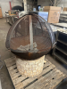 LARGE METAL OUTDOOR FIRE PIT WITH MESH SPARK SCREEN AND BRICK BASE. FEATURES HINGED MESH COVER WITH HANDLES - 3