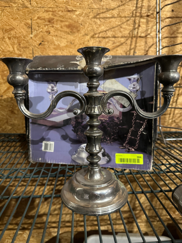 (3) SILVERPLATED 3 HEAD CANDELABRUM