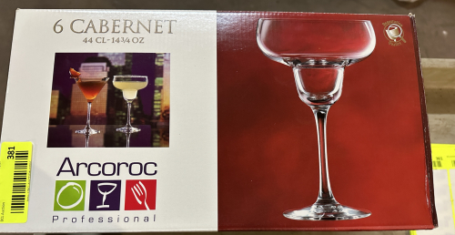(6) CABERNET 14 OZ ARCOROC GLASSES.