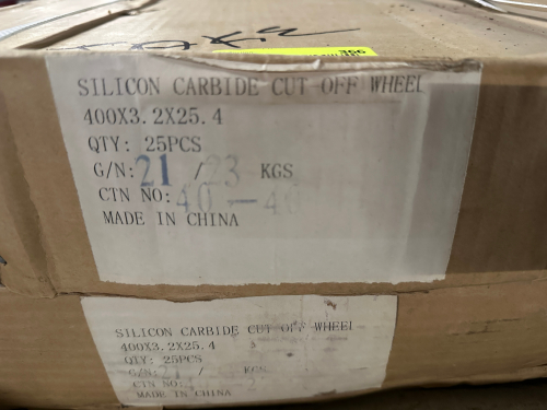 (2) CASES OF 16" SILICONE CARBIDE CUTT OFF WHEELS