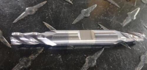 DESCRIPTION: (3) SOLID CARBIDE 4 FLUTE DOUBLE END MILL INFORMATION: YG1 13577 RETAIL$: $ 97.90 EA SIZE: 9/32" MILLING DIA 11/16" LOC 3/8" WELDON SHANK