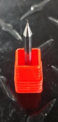 DESCRIPTION: (2) 2 FLUTE SOLID CARBIDE SQ. END MILL INFORMATION: ACCUPRO 6500022 RETAIL$: $23.07 SIZE: 0.015" DIA 0.045 LOC 1/8" SHANK QTY: 2