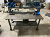 60" X 30" METAL FABRICATION TABLE W/ RISER SHELF.