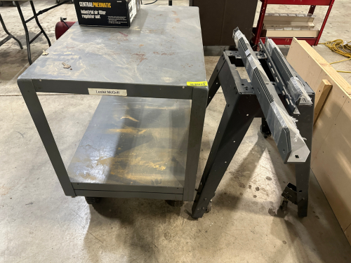METAL CART AND EQUIPMENT STAND.