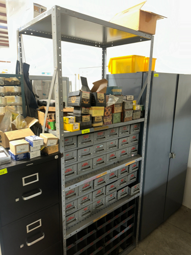 36" METAL PARTS BIN W/ CONTENTS - ASSORTED HARDWARE,