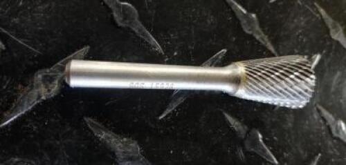 DESCRIPTION: (1) CARBIDE DOUBLE CUT INVERTED CONE BURR BRAND/MODEL: SGS PRO 15928 RETAIL$: $71.80 EA SIZE: 5/8"CUT, 1/4" SHANK QTY: 1