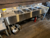 KROWNE FOUR WELL UNDER BAR STAINLESS SINK W/ LEFT AND RIGHT DRY BOARDS.