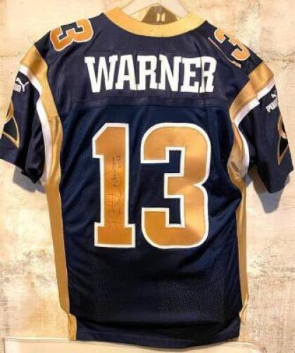 "KURT WARNER" SIGNED RAMS JERSEY