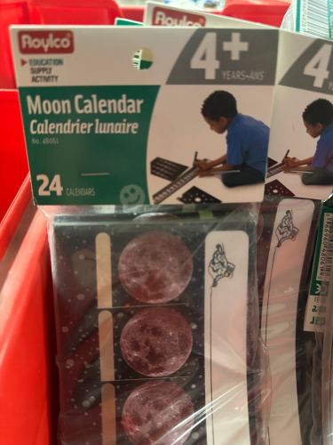 PLASTIC TOTE AND CONTENTS - MOON CALENDARS