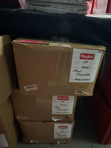 (3) CASES OF ROYLCO MOON CALENDARS (24) PER CASE.