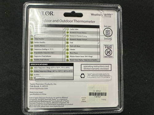 (6) TAYLOR WIRED INDOOR / OUTDOOR THERMOMETERS