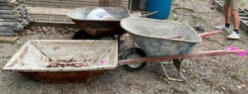 (2) WHEEL BARROWS AND TROUGH
