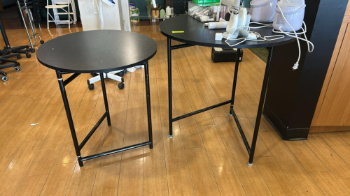 (2) 30" ROUND BLACK COMPOSITE DISPLAY TABLES