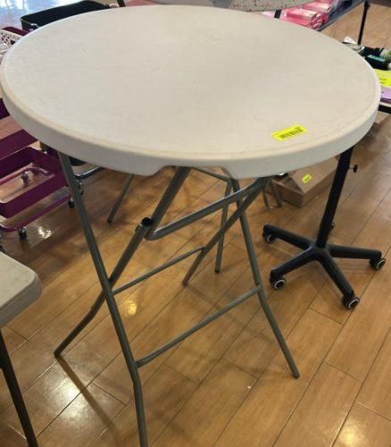 (2) 30" ROUND FOLDING WHITE PUB TABLE'S
