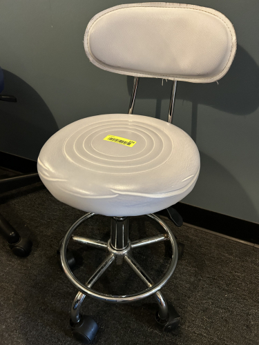 LIGHT GREY LAB STOOL WITH BACKREST