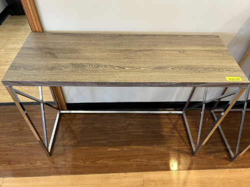 NATURAL TONE DESK WITH CHROME ACCENTS