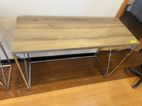 NATURAL TONE DESK WITH CHROME ACCENTS