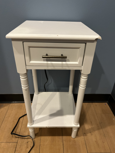 SMALL SIDE TABLE WITH SHELF AND DECOR