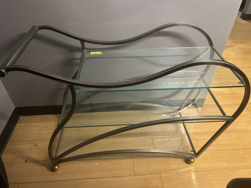 3 TIER GLASS BAR CART