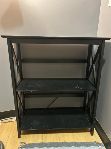 BLACK WOODEN 3 TIER SHELF