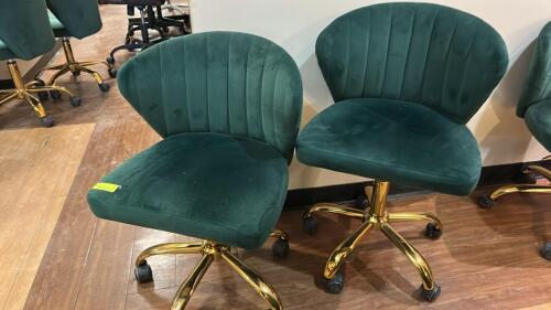 (2) GREEN EMERALD ROLLING CHAIRS
