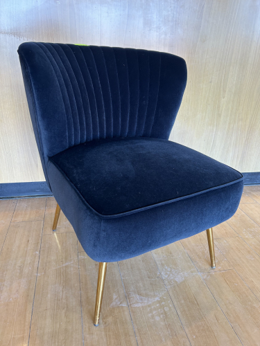 (2) ROYAL BLUE UPHOLSTERED CLAM SHELL HIGH BACK ACCENT CHAIRS