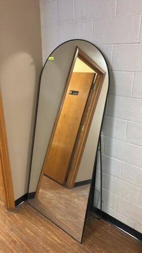 LARGE ARCHED BLACK FLOOR MIRROR