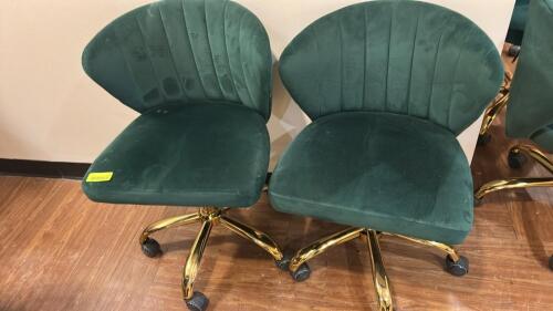(2) GREEN EMERALD ROLLING CHAIRS