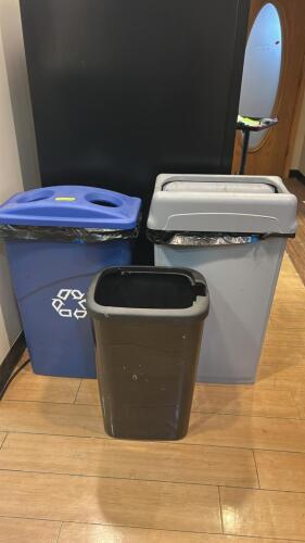 (3) ASSORTED TRASH CANS.