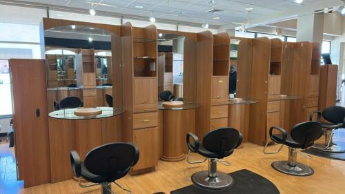 4 PERSON STYLIST STATION WITH END CABINET